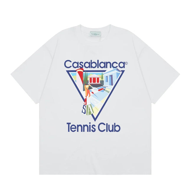 Casablanca Tennis Club Red Torch & Court T-Shirt - White Hover Image