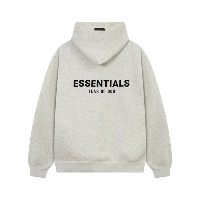 Fog Essentials Heather‑Grey Heavy‑Weight Oversized Hoodie Street‑Wear Pullover