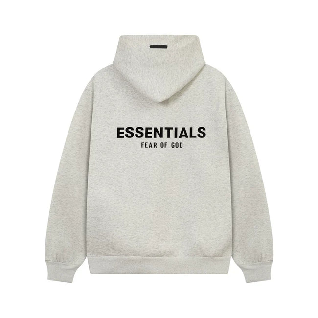 Fog Essentials Heather‑Grey Heavy‑Weight Oversized Hoodie Street‑Wear Pullover Hover Image