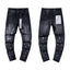 Black Wash Paint‑Splatter Distressed Slim Denim Jeans