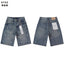 Vintage Paisley Print Light‑Wash Denim Shorts