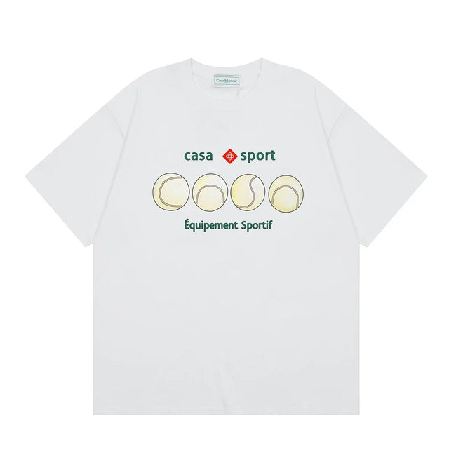 Casablanca Sport Tennis Ball Row T-Shirt - White Hover Image