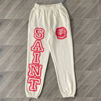 SAINT VANITY Pants - Letterprint American Casual Pure Cotton Long Pants