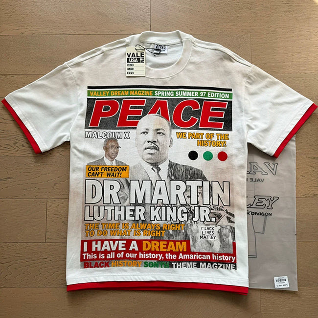 VALEFOREVER White Martin Luther King Peace I Have A Dream Retro Graphic T-Shirt Hover Image