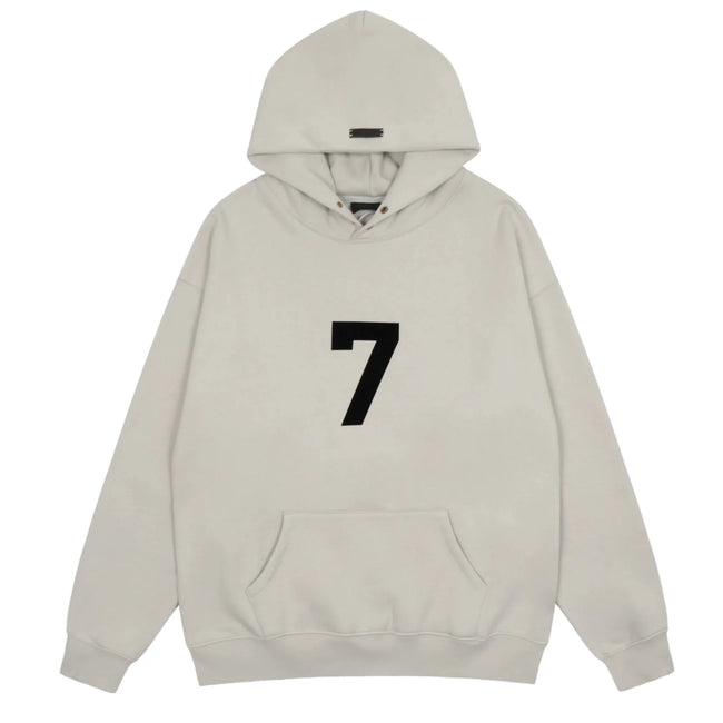 Fog Essentials Off‑White Large Black Number 7 Graphic Oversized Pullover Hoodie Hover Image