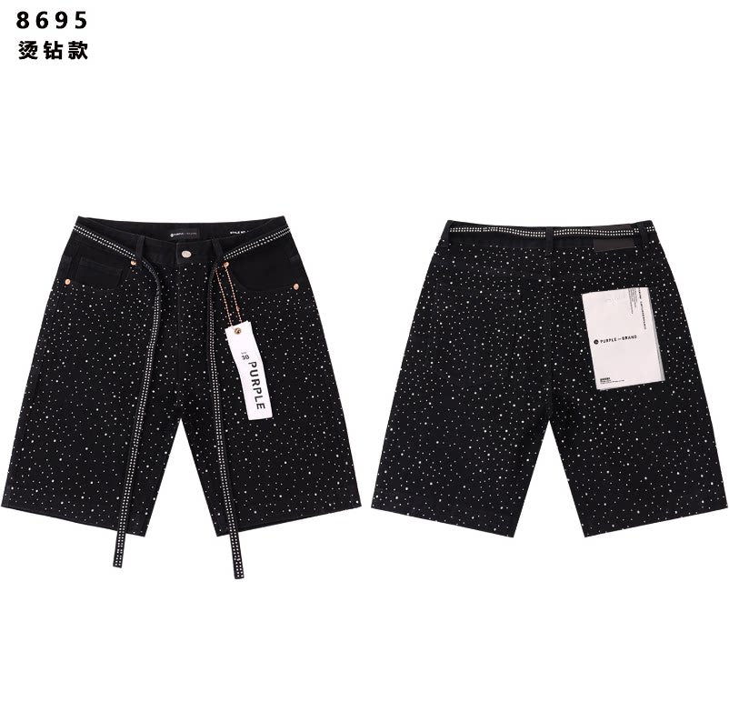 Rhinestone Embellished Black Denim Jorts