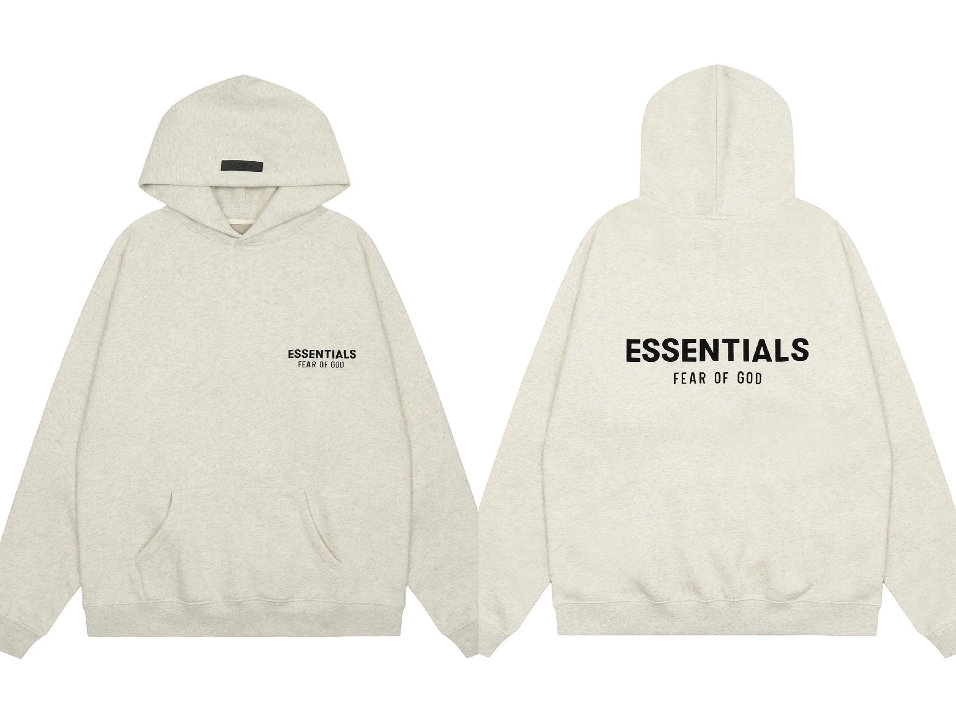 Fog Essentials Oat‑Heather Oversized Pullover Hoodie