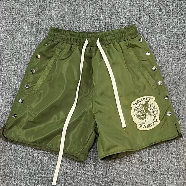 SAINT VANITY Embroidered Button-Up Casual Sports Shorts Hover Image