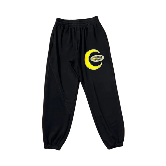 Black Crescent Graphic Sweatpants – Oversized Streetwear Joggers Hover Image