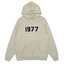 Fog Essentials Light Beige 1977 Bold Black‑Print Loose‑Fit Pullover Hoodie