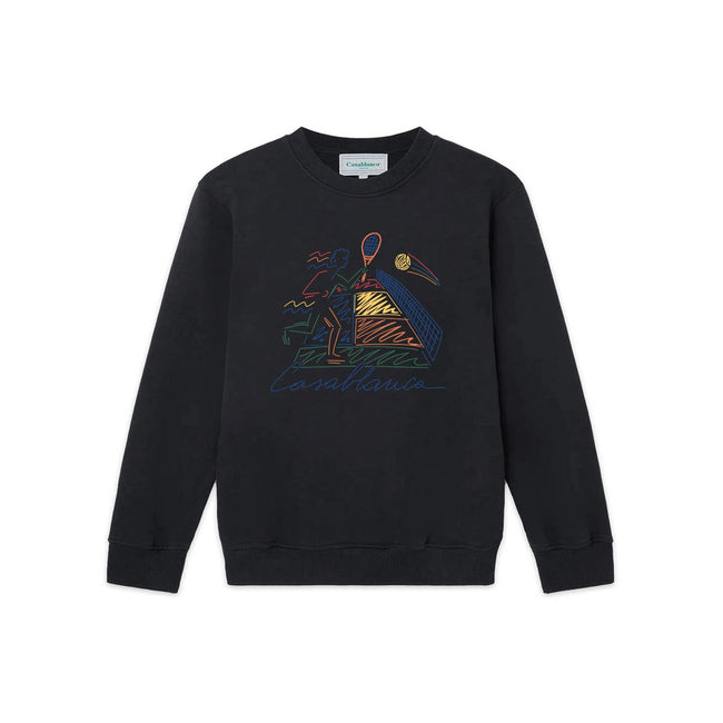 Casablanca Abstract Court Line-Art Sweatshirt - Black Hover Image