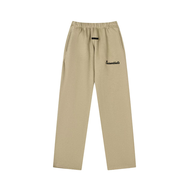 Fog Essentials Warm‑Tone Tan Loose Straight‑Leg Embroidered Street‑wear Sweatpants Hover Image