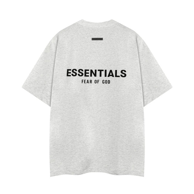 Fog Essentials Light Grey Chest Logo Print Oversized Short‑Sleeve Tee Daily Street‑Style Top Hover Image