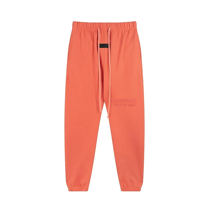 Fog Essentials Coral Orange Statement Joggers – Bold Relaxed Street Style