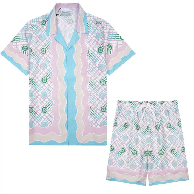 Casablanca Pastel Floral Medallion Set - Light Blue / Pink Hover Image