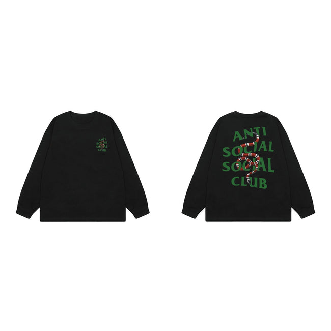 Anti Social Social Club Snake Green Logo Long Sleeve T-Shirt - Black Hover Image