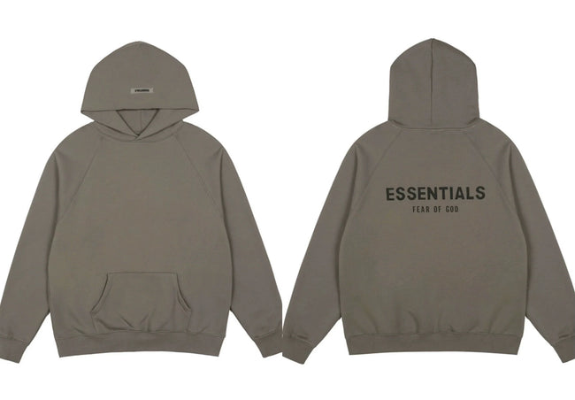 Fog Essentials Taupe‑Brown Oversized Hoodie Double‑Sided Logo Hover Image