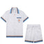 Casablanca Blue Striped Trim Set - White / Blue