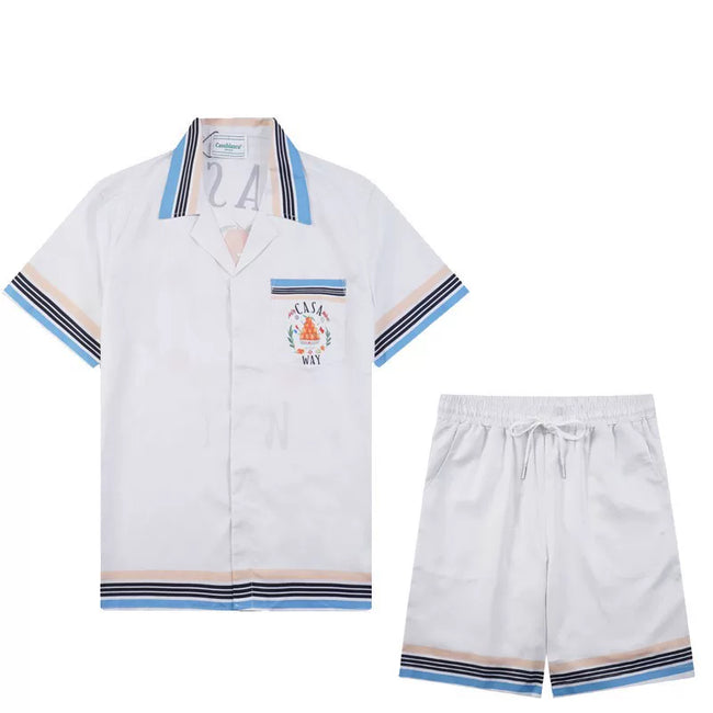 Casablanca Blue Striped Trim Set - White / Blue Hover Image