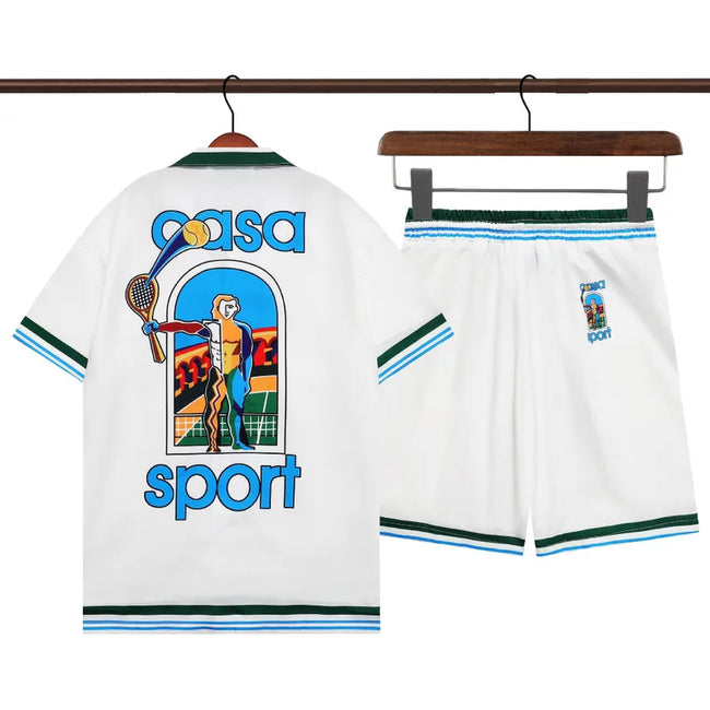Casablanca Casa Sport Tennis Set - White / Blue Hover Image