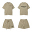 Fog Essentials Khaki Oversized T‑Shirt And Drawstring Shorts Hip‑Hop 2‑Piece Streetwear Suit