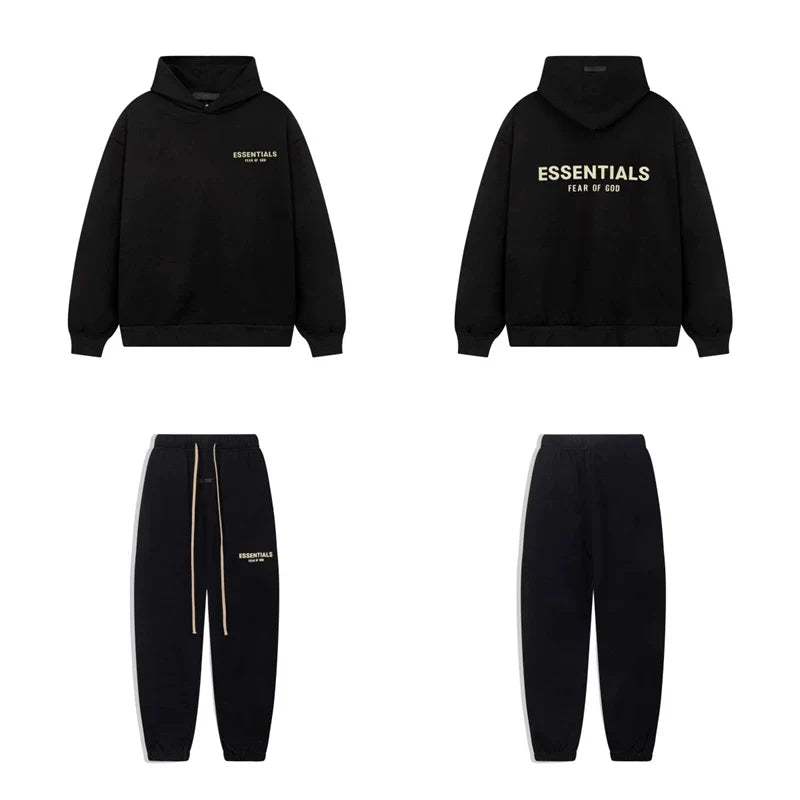 Fog Essentials Gold Letter Print Oversized Hoodie & Sweatpants Two‑Piece Set