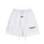 Fog Essentials White Elastic Waist Drawstring Logo Print Casual Street‑Wear Sweat Shorts