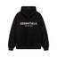 Fog Essentials Cream‑Logo Black Oversized Drop‑Shoulder Pullover Hoodie