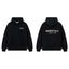 Fog Essentials Black Fleece‑Lined Oversized Pullover Hoodie Chest Logo