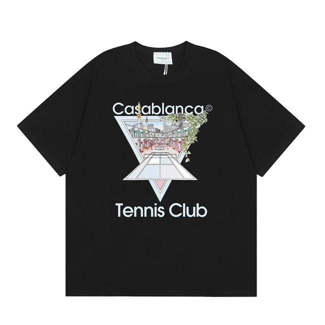 Casablanca Tennis Club Triangle Graphic T-Shirt - Black Hover Image