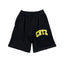Corteiz “CRTZ” Black Shorts — Bold Yellow Lettering on Relaxed Streetwear Fit