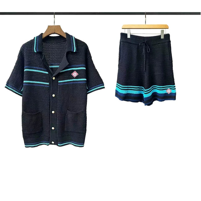 Casablanca Knit Set - Dark Charcoal / Turquoise Hover Image