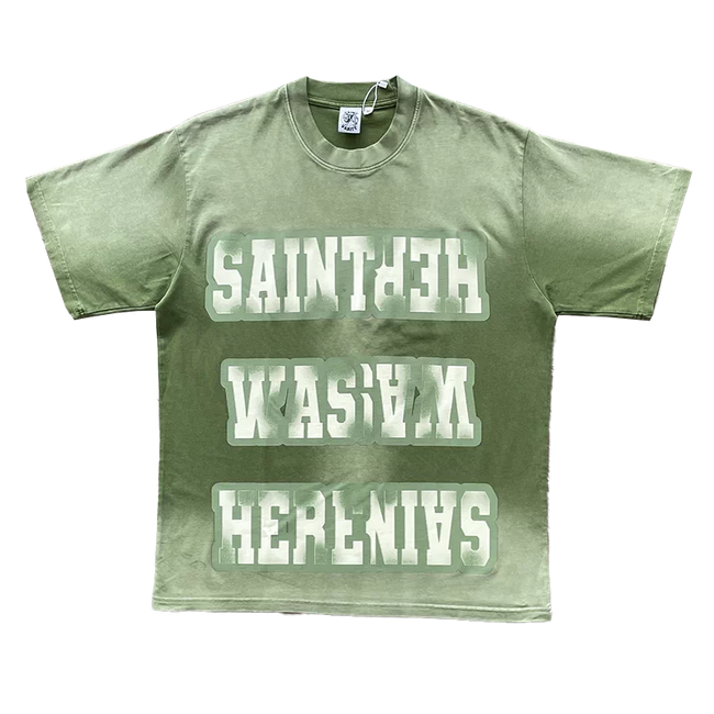 SAINT VANITY Washed Watercolor Print Casual Short-Sleeved T-shirt Main Image