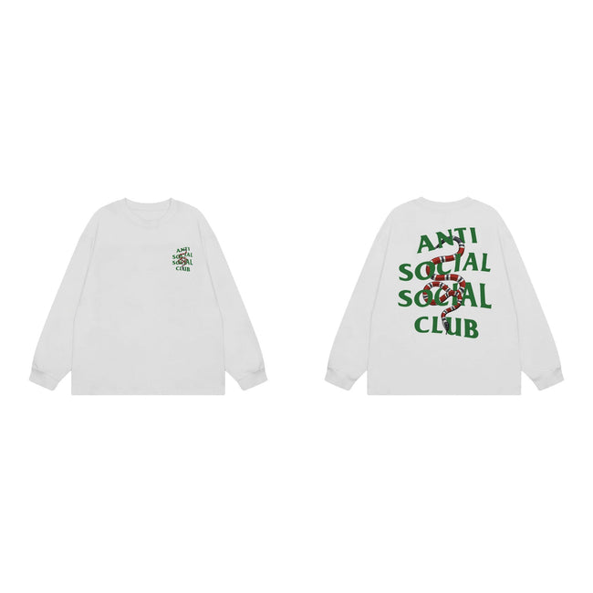 Anti Social Social Club Snake Green Logo Long Sleeve T-Shirt - White Hover Image