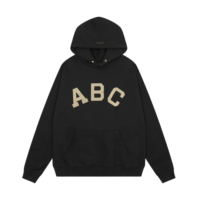 Fog Essentials Black Beige Arch ABC Graphic Loose Street‑Style Pullover Hoodie Hover Image