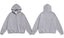 Fog Essentials Heather Grey Oversized Zip‑Up Hoodie, Embossed Back‑Logo Streetwear Jacket