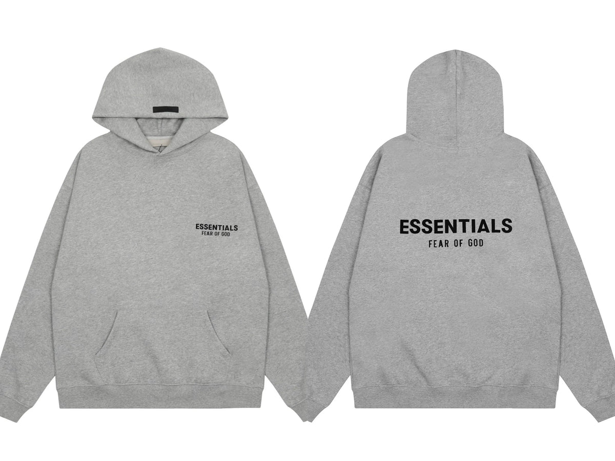 Fog Essentials Light‑Grey Heather Oversized Hoodie Chest Logo