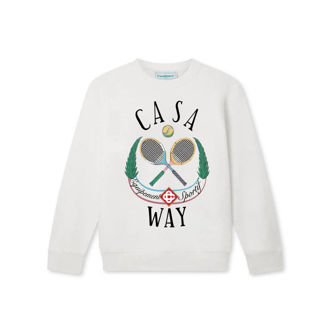 Casablanca Casa Way Tennis Racquet Graphic Sweatshirt - White Hover Image