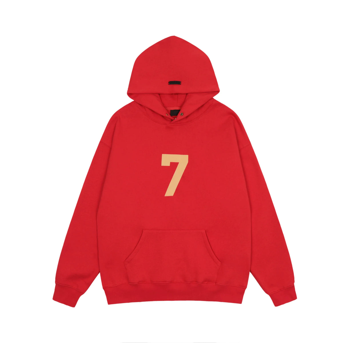 Fog Essentials Red Bold Number 7 Graphic Oversized Pullover Hoodie