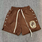 SAINT VANITY Embroidered Button-Up Casual Sports Shorts