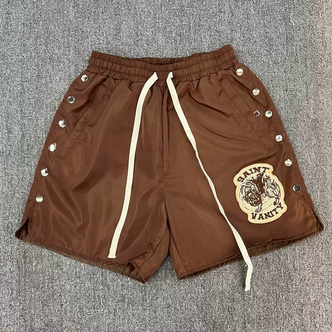 SAINT VANITY Embroidered Button-Up Casual Sports Shorts Main Image