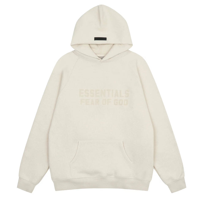 Fog Essentials Cream‑White Oversized Hoodie T‑Tone Chest Logo Hover Image