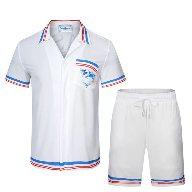 Casablanca Red & Blue Trim Resort Set - White / Red / Blue Hover Image