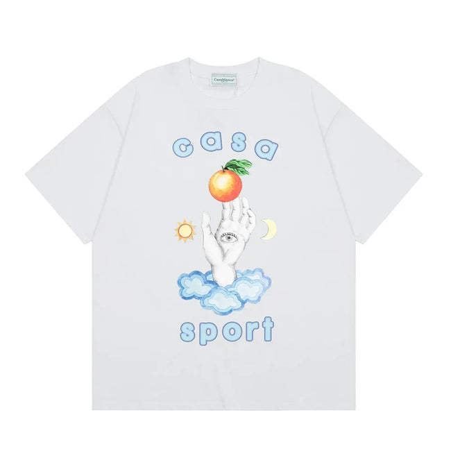 Casablanca Sport Hand & Orange Graphic T-Shirt - White Hover Image