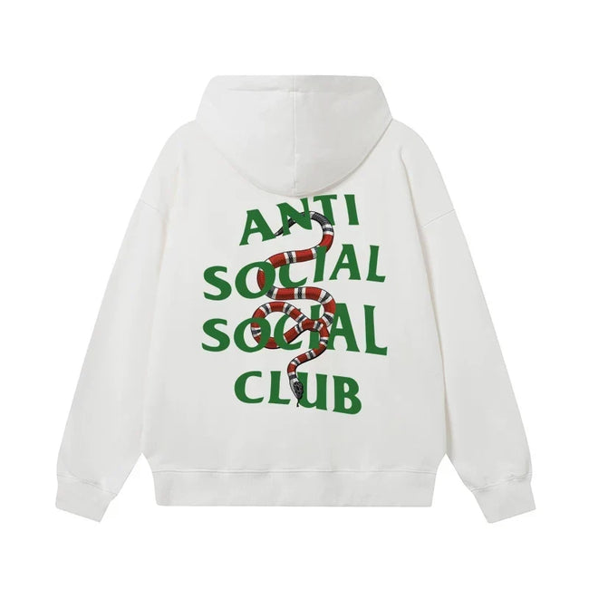 Anti Social Social Club Snake Green Logo Hoodie - White Hover Image