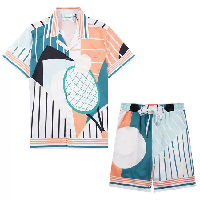 Casablanca Tennis Racquet & Pinstripe Set - Orange / Multi Hover Image