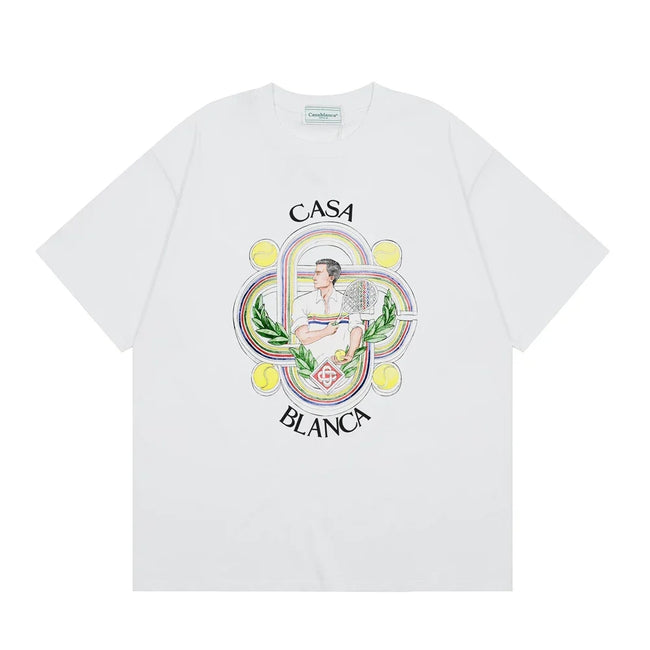 Casablanca Ornate Crest & Figure T-Shirt - White Hover Image