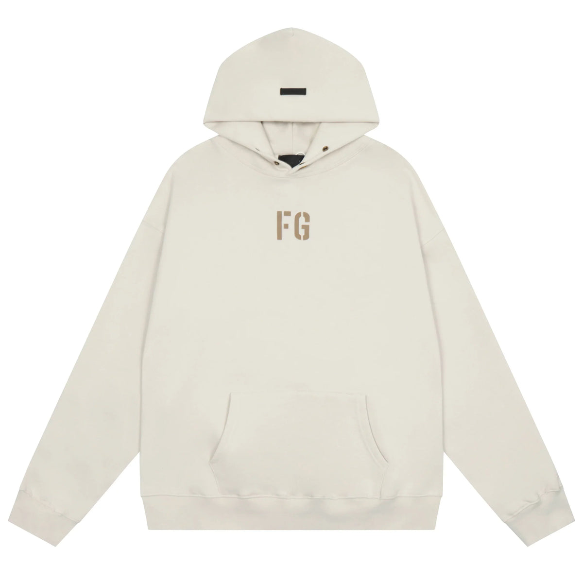 Fog Essentials Off‑White Minimal FG Embroidered Oversized Pullover Hoodie