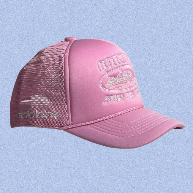 Pink Vintage Trucker Cap | Soft Tone Streetwear Hat Hover Image