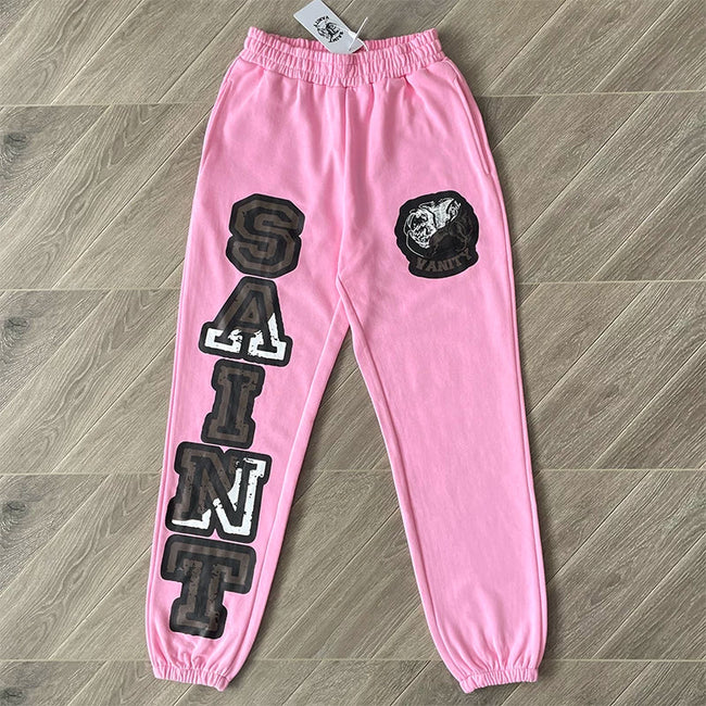 SAINT VANITY Pants - Letterprint American Casual Pure Cotton Long Pants Main Image